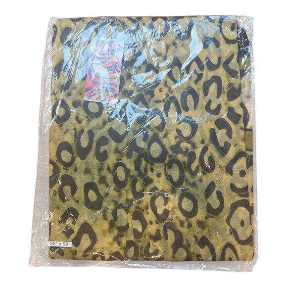 Raj Anthropologie 100% Cotton Scarf Green Animal Print Made In India 58”x58” NWT - Picture 1 of 5